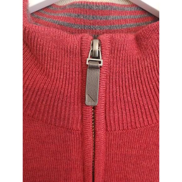 Untuckit Sweater Mens Medium Red Belguardo 1/4 Zip Minimalist Casual Merino Wool - Picture 7 of 10